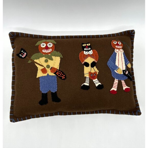 Vintage Bethany Lowe Halloween Pillow Decorative Throw Felt Jack O Lantern Cat - Picture 2 of 10